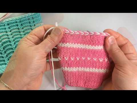 Видео: Как закрыть петли двумя цветами пряжи (#11) / Вязание спицами / Two Colors Bind-Off.