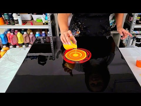 Видео: 🔥 Hot 🔥- Великолепный цветок в огненно-красном, желтом и оранжевом цвете - акриловая живопись