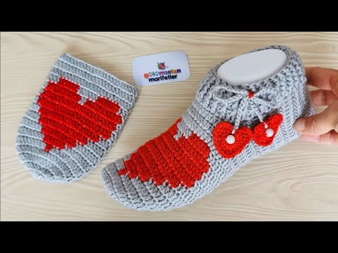 Видео: Новый дизайн вязаного крючком сердца дамской модели пинетки-носочки