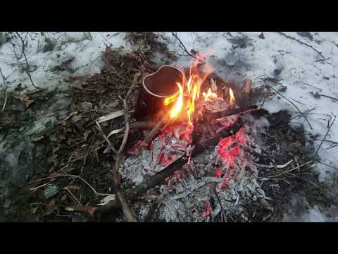 Видео: Строю дом в лесу со стрейч пленки. Готовлю рыбу и сало с картошкой у фольге на костре.
