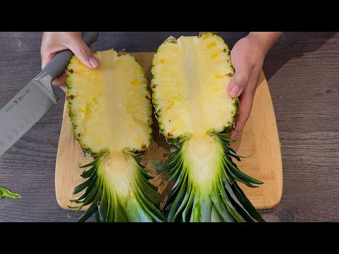 Видео: Превратите ананас в миску для риса! Рис получается ароматным и не сухим! #ананас #веган