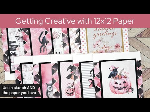 Видео: Используйте бумагу, которую вы любите | Открытки к Хэллоуину из бумаги 12x12 без обрезков