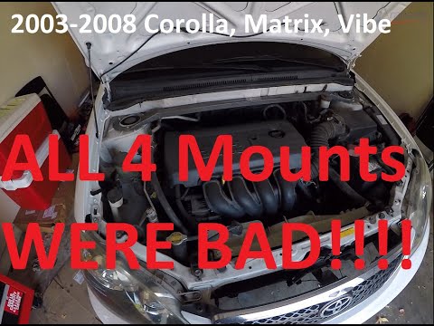 Видео: Замена ВСЕХ 4 опор двигателя на Toyota Corolla 2007 года выпуска с крупным планом, стрелками и мн...
