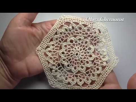 Видео: CROCHET beautiful hexagonal motif.Очень красивый шестиугольный мотив