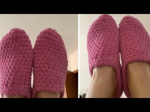 Видео: Тапочки- следки из плюшевой пряжи за один вечер.🧶