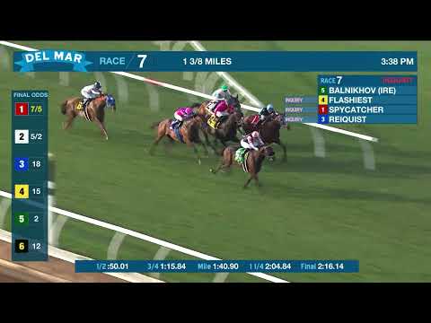 Видео: Бальнихов (IRE) выигрывает седьмую гонку в Дель Мар 25.11.25