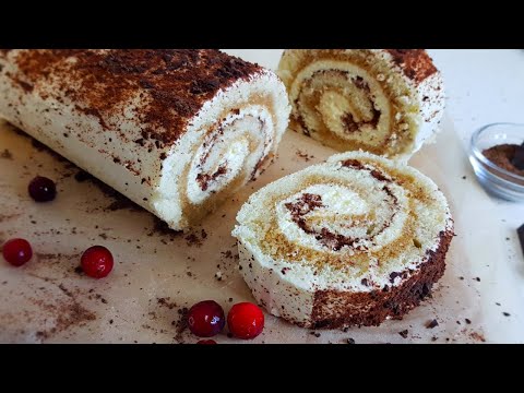 Видео: Рулет Тирамису с Шоколадом рецепт // Tiramisu Swiss Roll Cake with Chocolate Recipe
