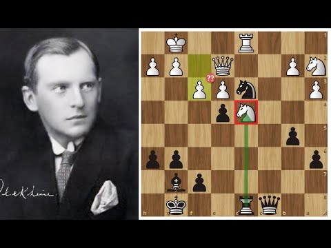 Видео: Крутая комбинация Алехина в партии с Грюнфельдом! Шахматы