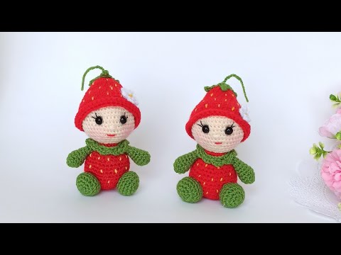 Видео: Супер мило 🍓 Как вязать Сказочного КЛУБНИЧНОГО гнома крючком / Кукла амигуруми🍓