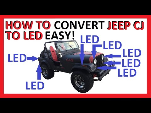 Видео: Как поменять Jeep CJ на светодиодные лампы — Полное руководство — Задний фонарь, габаритный свет,...