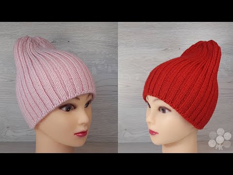Видео: ШАПКА СПИЦАМИ СТИЛЬНАЯ но ПРОСТАЯ  резинкой 2 на2 с ИНТЕРЕСНОЙ макушкой и КРАСИВЫМ наборным краем1/2