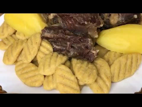 Видео: Кукурузные галушки с сушеной говядиной. «АХЬАР  ГАЛНАШ» Очень вкусно, сытно и полезно!!!