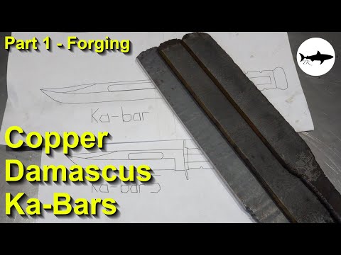 Видео: Изготовление трех пластинчатых медных ножей Ka-Bar - Часть 1 - ковка
