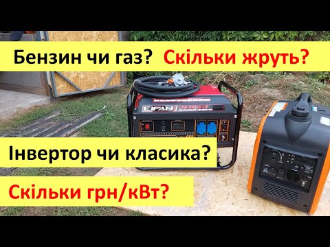 Видео: Скільки споживають генератори? Бензин чи газ? Інверторний чи класичний? GTM чи Lifan