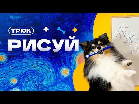 Видео: СОБАКА РИСУЕТ КАРТИНЫ! КАК НАУЧИТЬ СОБАКУ РИСОВАТЬ
