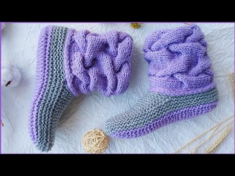 Видео: СЛЕДКИ - САПОЖКИ для дома. Вязаные следки спицами.