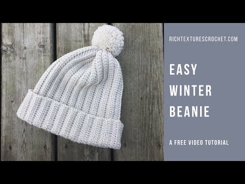 Видео: Простая вязаная крючком зимняя ребристая шапка