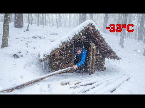 Видео: Строительство теплого и уютного деревянного домика для выживания — 69 дней выживания в дикой природе