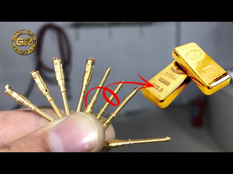 Видео: Извлечение золота из лома электронных штифтов | Извлечение золота из позолоченных булавок |