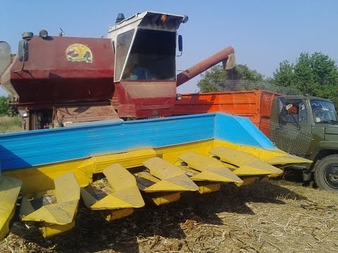 Видео: Уборка подсолнуха 2015 Нивой СК-5 / Mowing of sunflower 2015 by the NIVA СК- 5