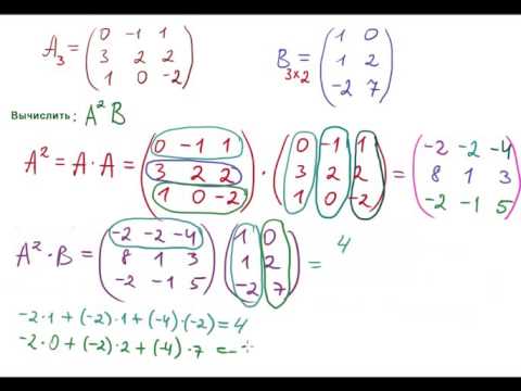 Видео: Произведение матриц. Вычислить (А^2)B.