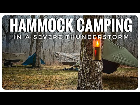 Видео: Весенний кемпинг в гамаке. Ветер. Гром. Молния. Внезапное наводнение. Бекон.