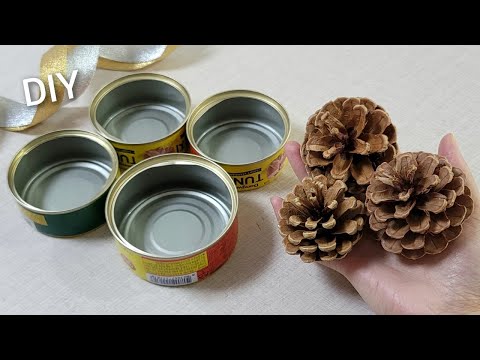 Видео: СУПЕР! Посмотрите, что я сделал из консервных банок и сосновой шишки. DIY Идея переработки