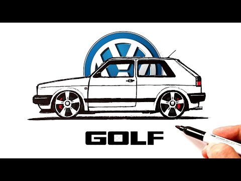 Видео: Как нарисовать Фольксваген Гольф МК2