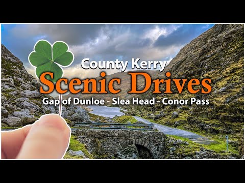 Видео: Живописная Ирландия - Живописные дороги в графстве Керри - Ущелье Данло - Сли-Хед - Перевал Конор
