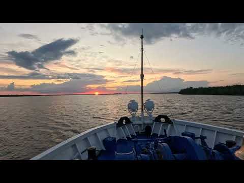 Видео: Река Волга - Место впадения реки Суры. Закат солнца (близ пос. Васильсурск, Нижегородская область)
