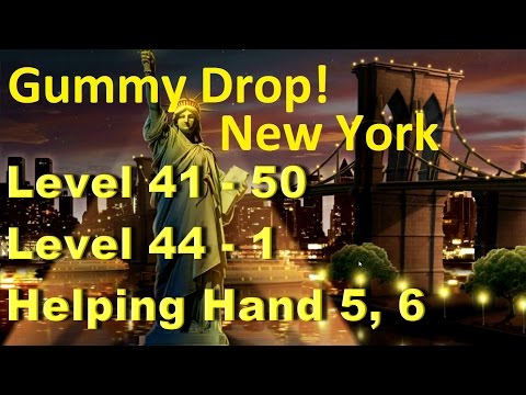 Видео: Gummy Drop! Конфетки! -  New York Level 41 - 50, 44 - 1 Helping Hand 5, 6 Walkthrough прохождение