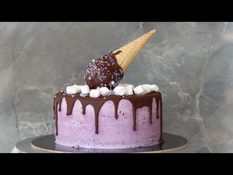Видео: ЭТО ВОСТОРГ❗ЧЕРНИЧНЫЙ ТОРТ-МОРОЖЕНОЕ с ШОКОЛАДНОЙ КРОШКОЙ💜 Blueberry ice cream cake recipe💜