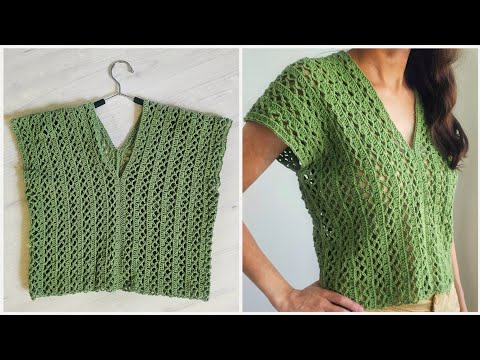 Видео: 👍 Самый простой Топ крючком / Схема узора крючком / crochet top