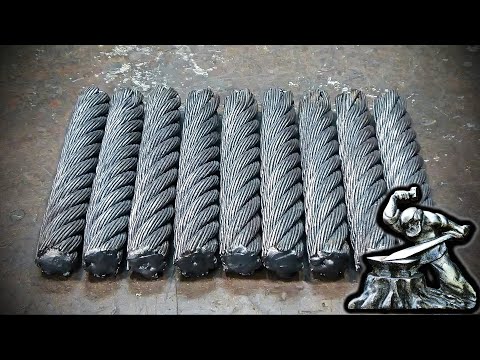 Видео: Дамаск из троса, полный процесс (клинки)