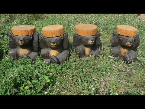 Видео: Медведь-табурет, скульптура медведя из дерева.The bear is a stool, a sculpture  bear made of wood.