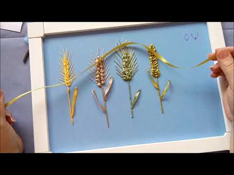 Видео: МК. Колоски в вышивке лентами. Часть 4.