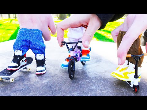 Видео: BMX Finger, Finger скейтборд  и Finger самокат Коллаборация | Tech Deck Рампа | Скейт-парк