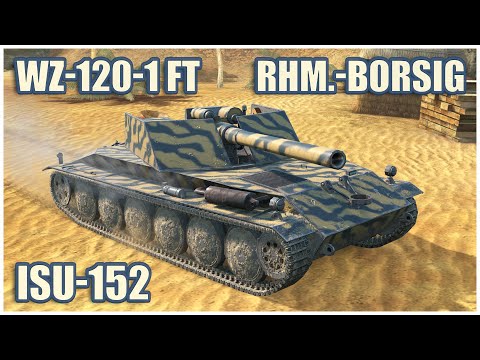 Видео: WZ-120-1 FT, ИСУ-152 & Rhm.-Borsig WT • WoT Blitz Gameplay