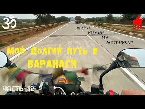 Видео: Вокруг Индии На Мотоцикле. Дорога в Варанаси. По трассе ходят слоны. Банарас. Часть10