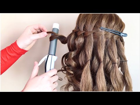 Видео: Простая и Красивая Прическа. Водопад с локонами. Waterfall Braid. Holiday Hairstyle