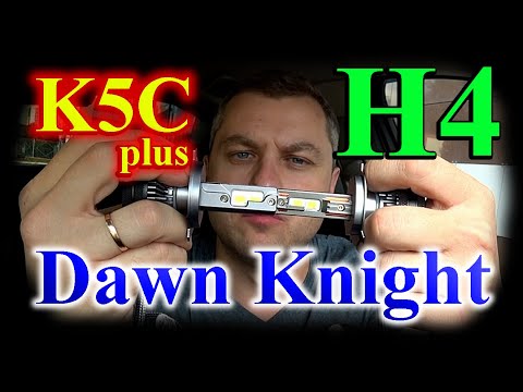 Видео: НОВИНКА: LED лампы Dawn Knight H4 K5C plus 6000K