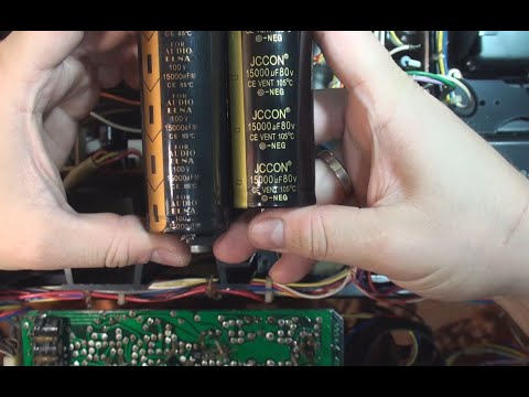 Видео: SANSUI AU-707 усилитель, снял конденсаторы 100В на 15000 мкф типа Elna, дутый Китайский хлам.