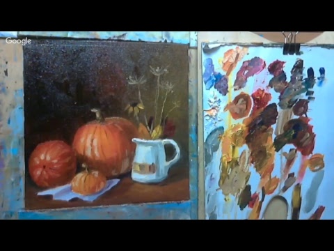 Видео: Натюрморт с тыковками 20х20