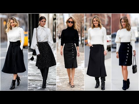 Видео: Идеи для стилизации простой чёрной юбки | Элегантный уличный стиль, осенние модные тенденции и ст...