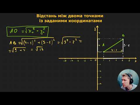 Видео: 9Г1.2. Відстань між двома точками із заданими координатами