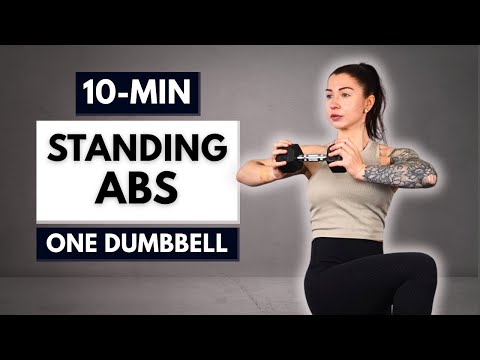 Видео: 10-минутные упражнения на пресс стоя с одной гантелью (низкоинтенсивная тренировка корпуса)