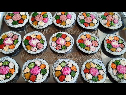 Видео: ОБАЛДЕННАЯ ЗАКУСКА ДЛЯ ПРАЗДНИЧНОГО СТОЛА ! ГОТОВЛЮ КИМПАБ - ЦВЕТОК 꽃모양김밥