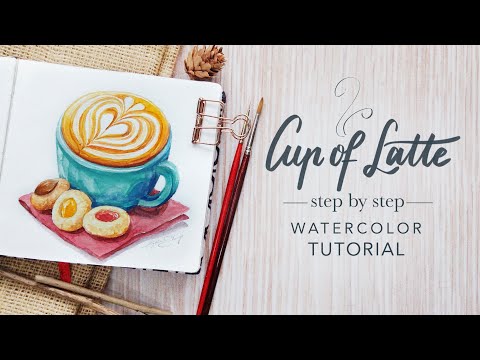 Видео: ☕️ Как нарисовать чашку латте акварелью