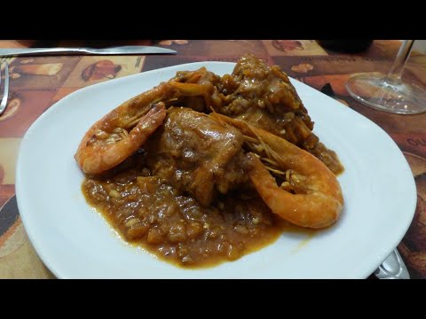 Видео: Куриные ножки с креветками (mar i muntanya). 🐔🦐🇪🇸