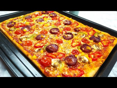 Видео: Пиццаи Калон 🍕 Хамираш бо Об | Большая Пицца 🍕 Тесто с Водой | Big Pizza 🍕 Dough with Water